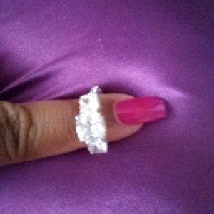 Judith Ripka Classic Sterling Silver 3-Stone Ring Diamonique